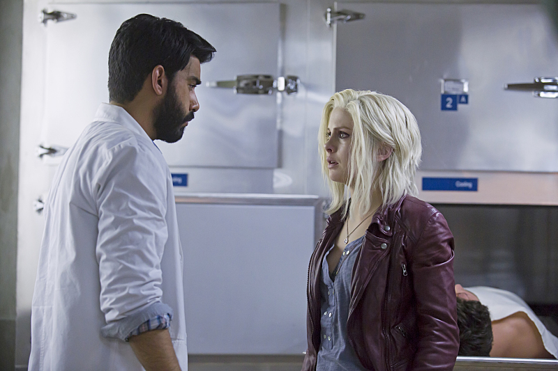 Rahul Kohli as Dr. Ravi Chakrabarti and Rose McIver as Olivia 'Liv' Moore in iZombie