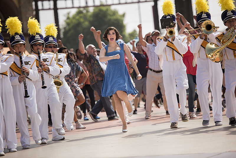 Rachel Bloom and marching band