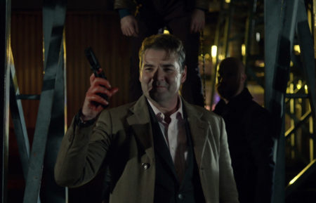 Brendan Coyle Holding A Gun