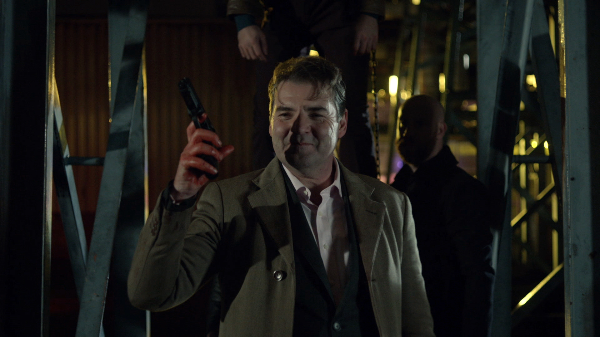 Brendan Coyle Holding A Gun