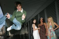 Zac Efron, Vanessa Anne Hudgens, Monique Coleman, and Ashley Tisdale attend a photo call for 'High School Musical'