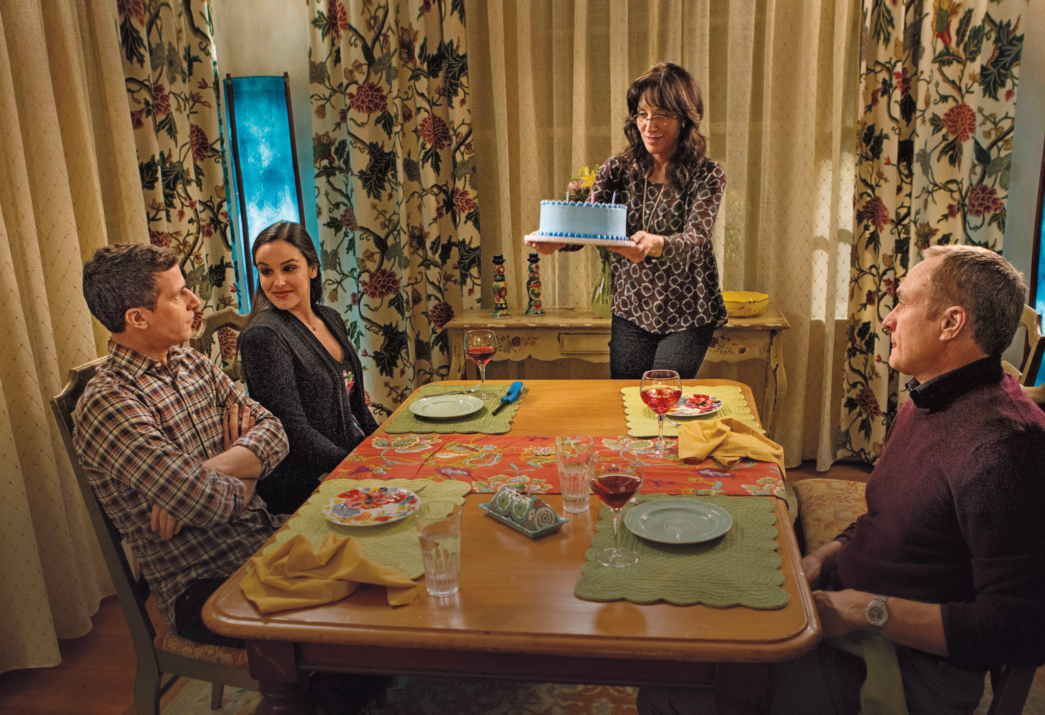 Andy Samberg, Melissa Fumero, Katey Sagal, Bradley Whitford in Brooklyn Nine-Nine