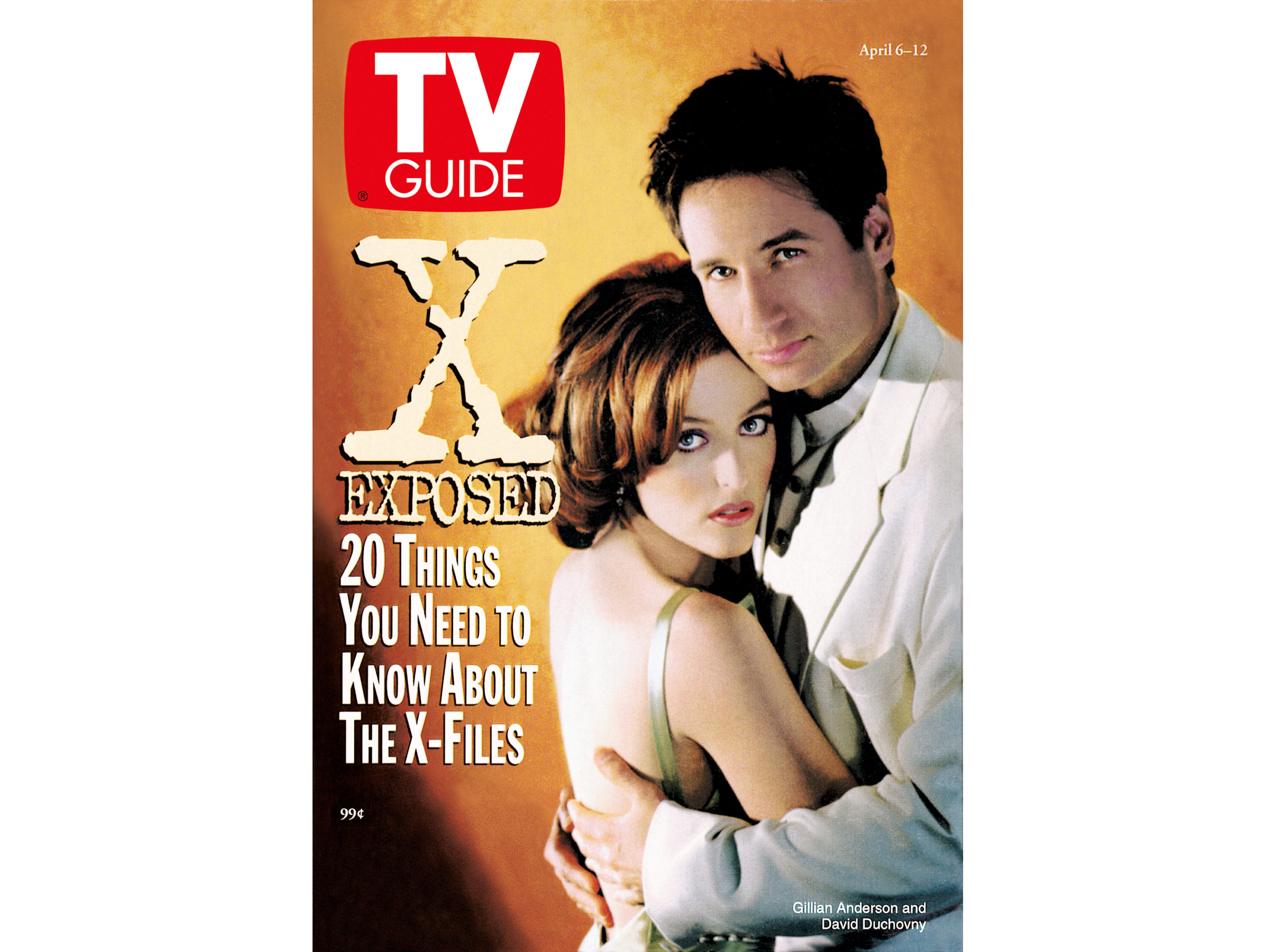 The X-Files on the cover of TV Guide Magazine in April 1996 - Gillian Anderson and David Duchovny