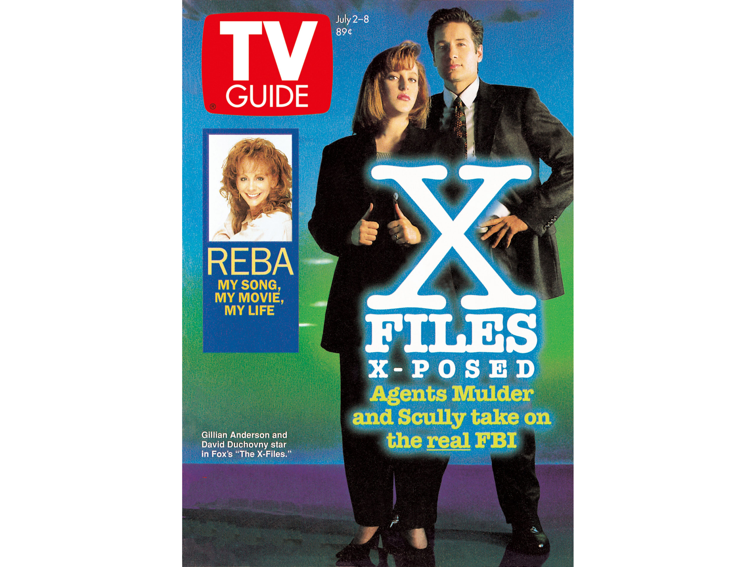The X-Files on the cover of TV Guide Magazine in July 1994 - Gillian Anderson and David Duchovny