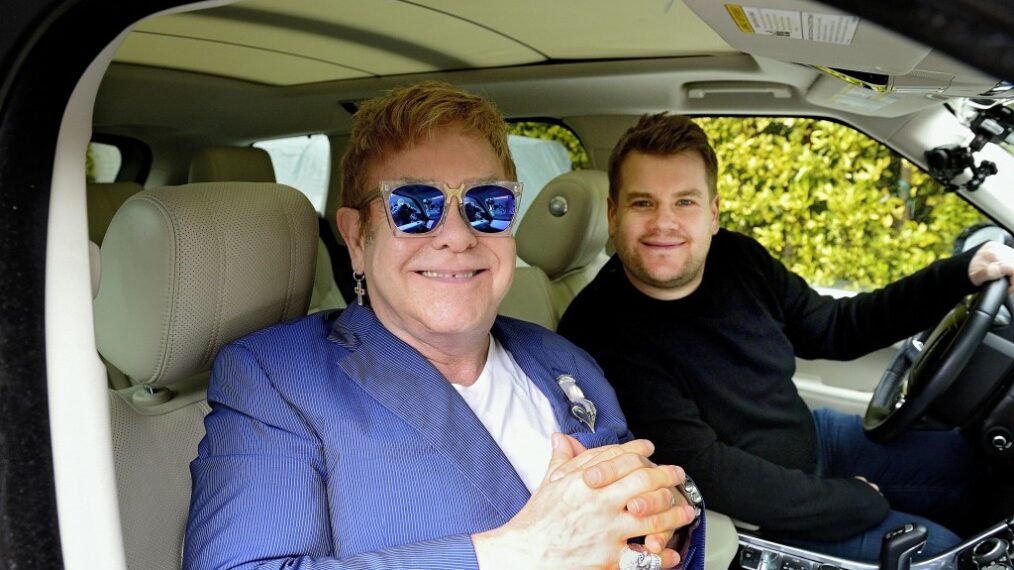 Elton John and James Corden in Carpool Karaoke