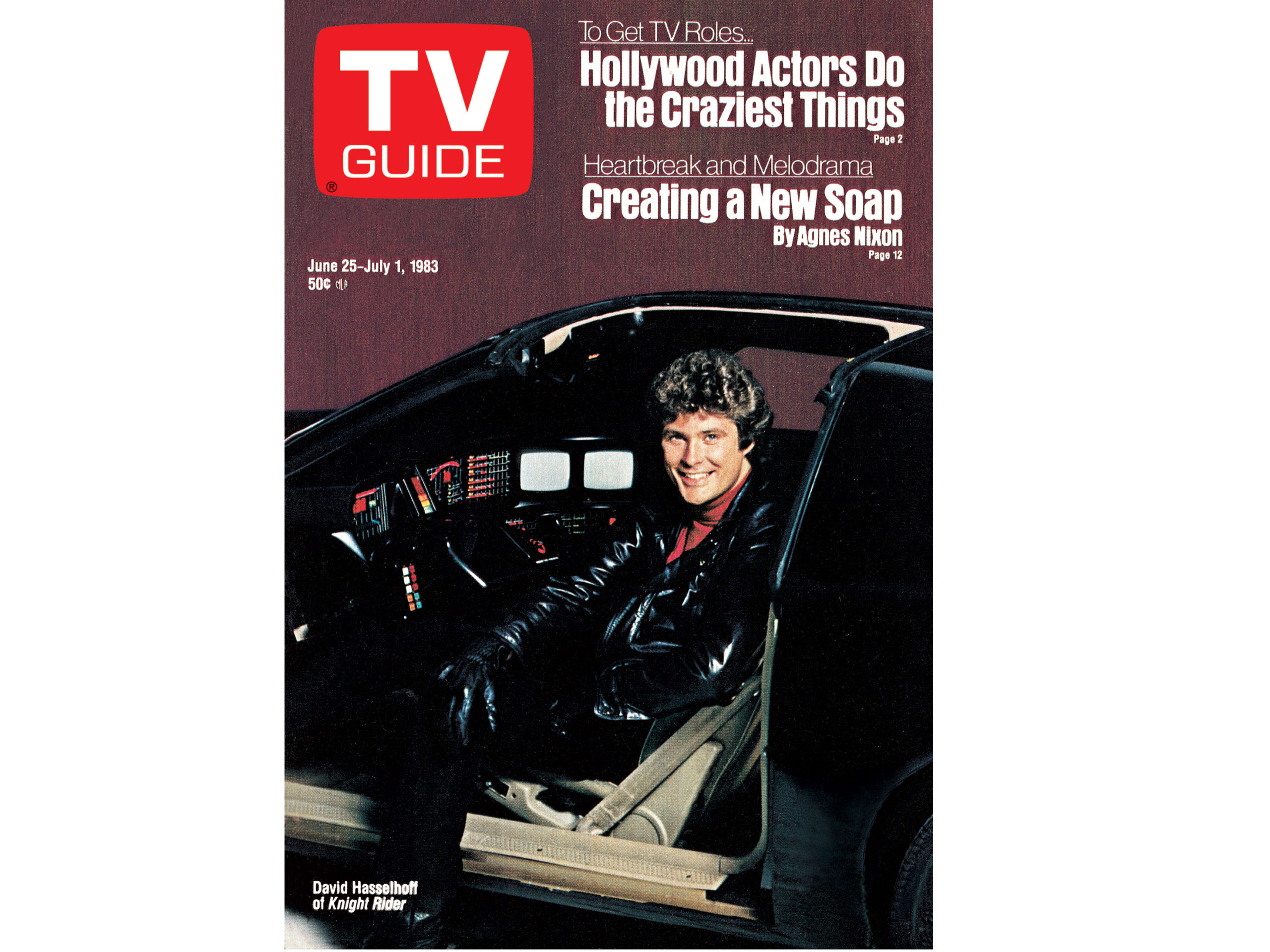 David Hasselhoff with KITT of Knight Rider on the cover of TV Guide Magazine - June 25, 1983  