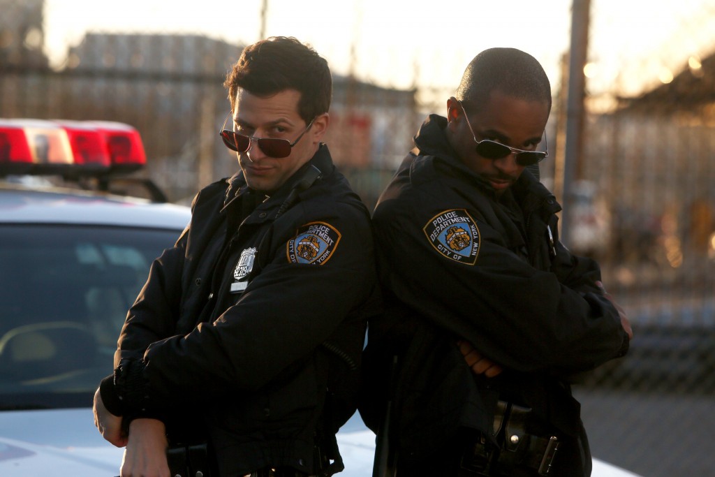 Andy Samberg and guest star Damon Wayans, Jr. in the "The 9-8" episode of BROOKLYN NINE-NINE airing Tuesday, Feb. 9