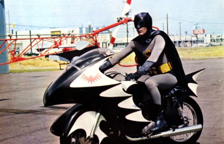 Adam West as Batman on the Batcycle