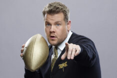 James Corden throwing a football special Super Bowl Sunday edition of his show