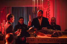 Casper Crump as Vandal Savage and Falk Hentschel as Carter Hall/Hawkman in DC's Legends of Tomorrow