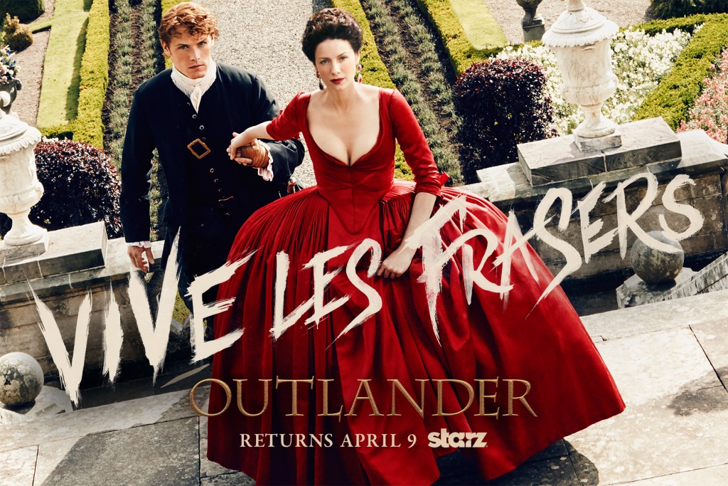 A first look at their teaser art featuring “Outlander” couple Claire Randall Fraser (Caitriona Balfe) and Jamie Fraser (Sam Heughan) on the steps of Versailles. Instead of swords and guns, they’re armed with political savvy and the finest 1700s Parisian fashion as they embark on their new mission - infiltrating the French aristocracy and rewriting history. The new image gives viewers a taste of what’s to come in this exciting and dangerous next chapter – old world lavishness mixed with a sense of new world urgency. 