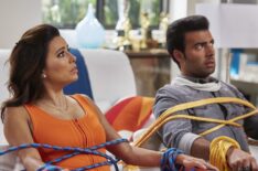 Telenovela - Eva Longoria and Jencarlos Canela strapped into chais