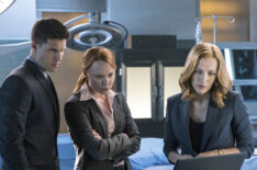 Robbie Amell, Lauren Ambrose, and Gillian Anderson in the 'My Struggle II' season finale episode of The X-Files