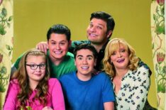 The Real O'Neals - Bebe Wood as Shannon, Matt Shively as Jimmy, Noah Galvin as Kenny, Jay R. Ferguson as Pat, and Martha Plimpton as Eileen