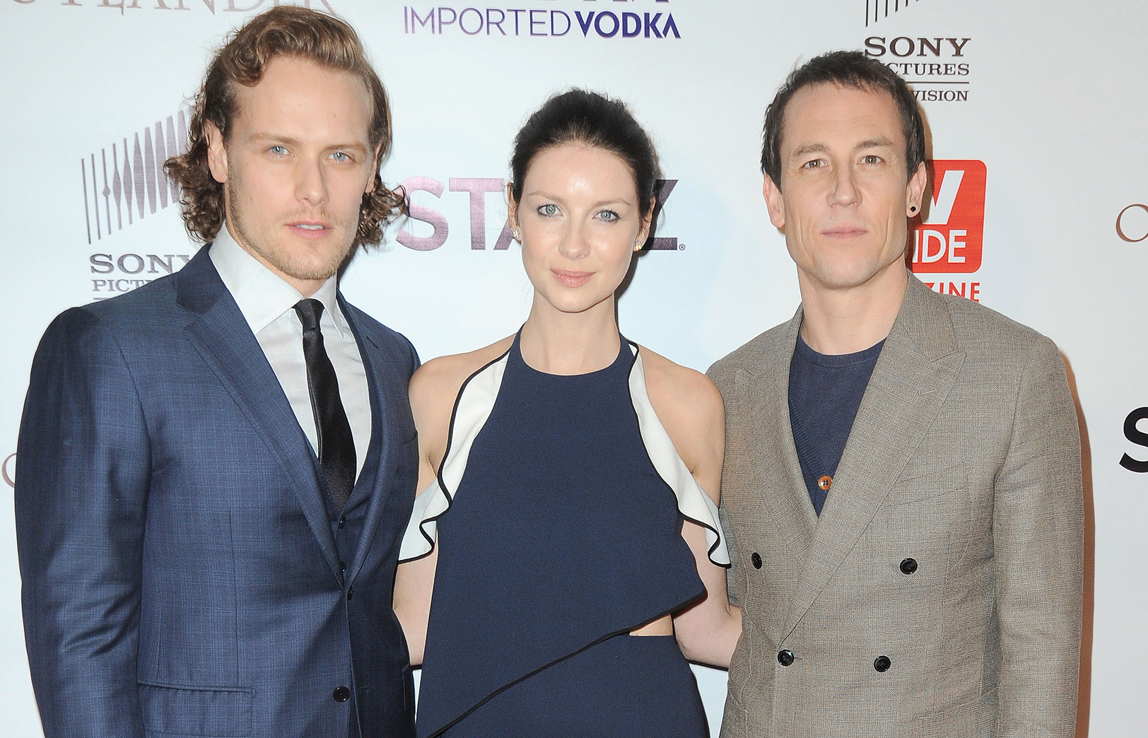 TV Guide Magazine Outlander Cover Party - Sam Heughan, Caitriona Balfe, Tobias Menzies