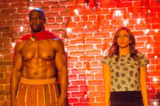 Sgt. Jeffords (Terry Crews) and Gina (Chelsea Peretti) perform at their Annual Halloween bet in the 'Halloween II' episode of Brooklyn Nine-Nine