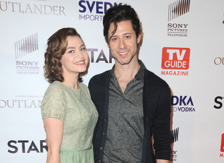 Elvy Yost and Hale Appleman attend the TV Guide Magazine Outlander Cover Party