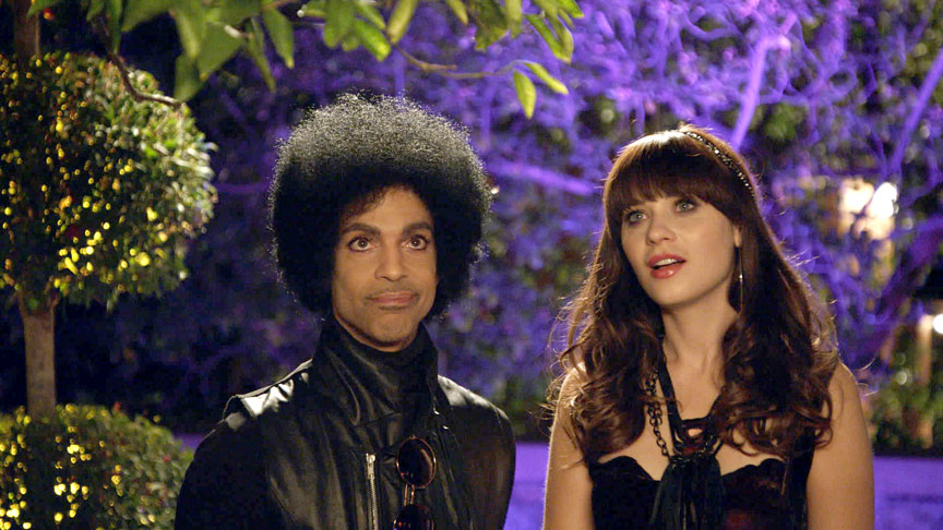 Zooey Deschanel and Prince in New Girl
