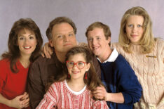 The cast of Life Goes One - Patti LuPone (Libby Thatcher), Bill Smitrovich (Drew Thatcher), Kellie Martin (Becca Thatcher), Christopher Burke (Corky Thatcher), and Monique Lanier (Paige Thatcher)