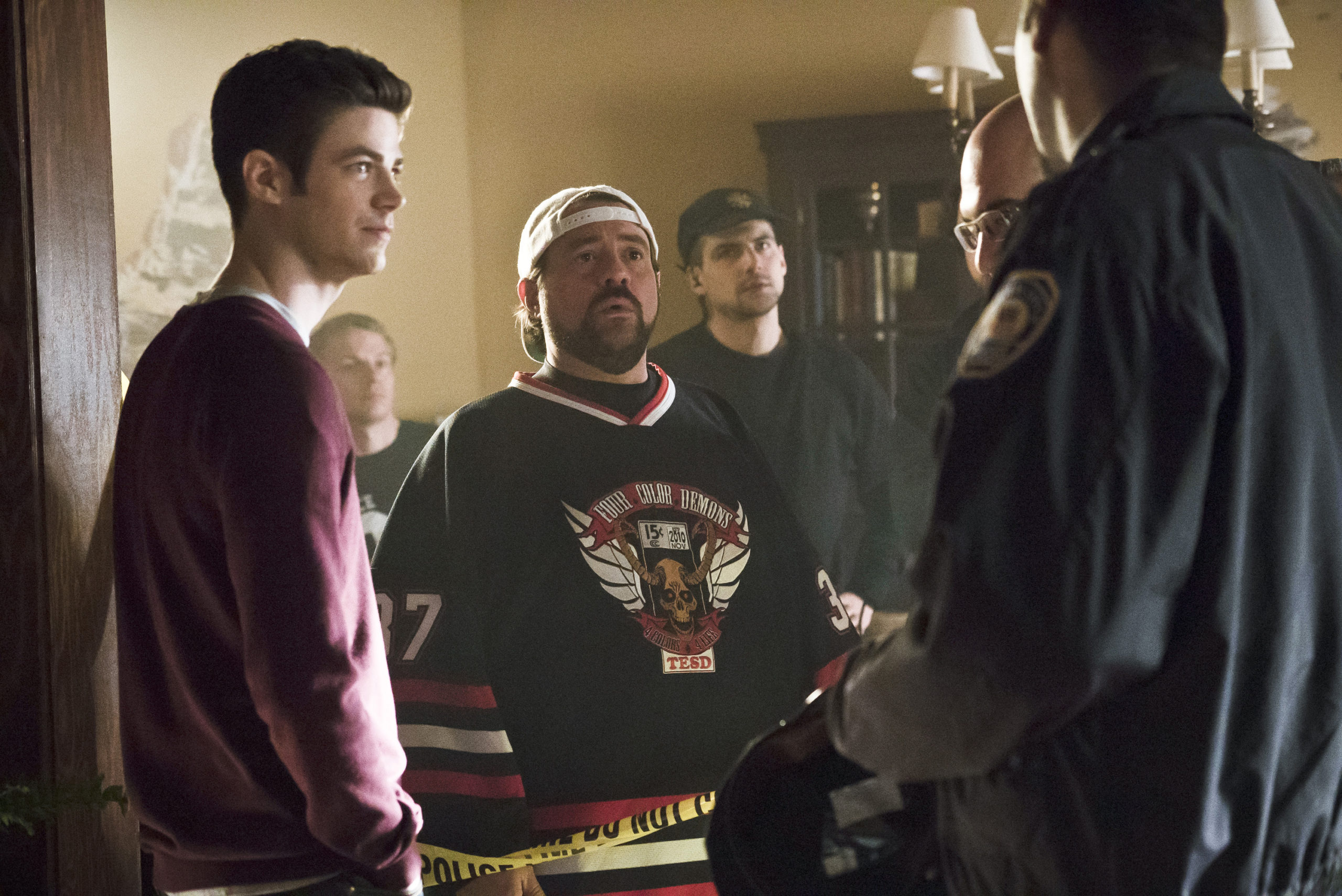 Behind the scenes of The Flash with Grant Gustin as Barry Allen and Kevin Smith