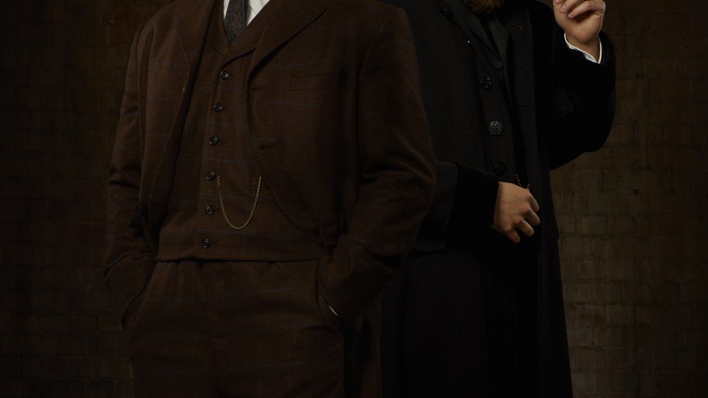 Freddie Stroma as H.G. Wells and Josh Bowman as John Stevenson in Time After Time