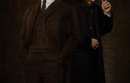Freddie Stroma as H.G. Wells and Josh Bowman as John Stevenson in Time After Time