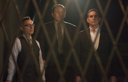 Person of Interest - Michael Emerson as Harold Finch, Kevin Chapman as Lionel Fusco, and Jim Caviezel as John Reese - 'Return 0'