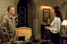 Chris Noth as General Cogswell, Moran Atias as Leila Al-Fayeed in Tyrant - 'The Dead and the Living'