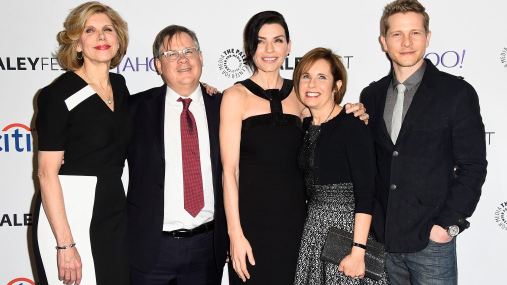 Actress Christine Baranski, producer Robert King, Julianna Margulies, producer Michelle King, and Matt Czuchry of The Good Wife arrive at The Paley Center For Media's 32nd Annual Paleyfest LA