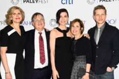 Actress Christine Baranski, producer Robert King, Julianna Margulies, producer Michelle King, and Matt Czuchry of The Good Wife arrive at The Paley Center For Media's 32nd Annual Paleyfest LA