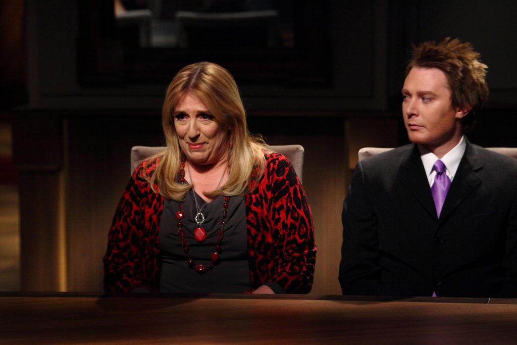 THE CELEBRITY APPRENTICE -- "Puppet Up" Episode 1210 -- Pictured: (l-r) Lisa Lampanelli, Clay Aiken -- Photo by: (Douglas Gorenstein/NBC/NBCU Photo Bank via Getty Images)