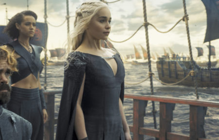 Game of Thrones - Peter Dinklage as Tyrion Lannister, Nathalie Emmanuel as Missandei, and Emilia Clarke as Daenerys Targaryen