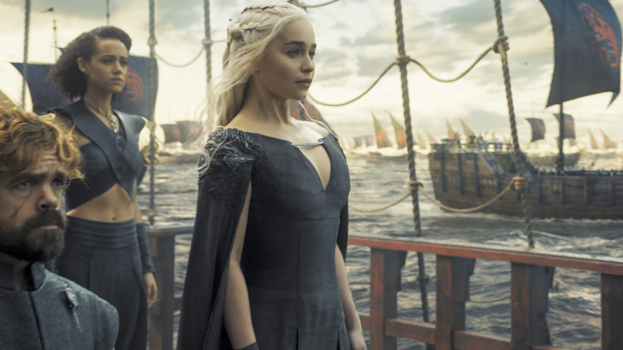 Game of Thrones - Peter Dinklage as Tyrion Lannister, Nathalie Emmanuel as Missandei, and Emilia Clarke as Daenerys Targaryen