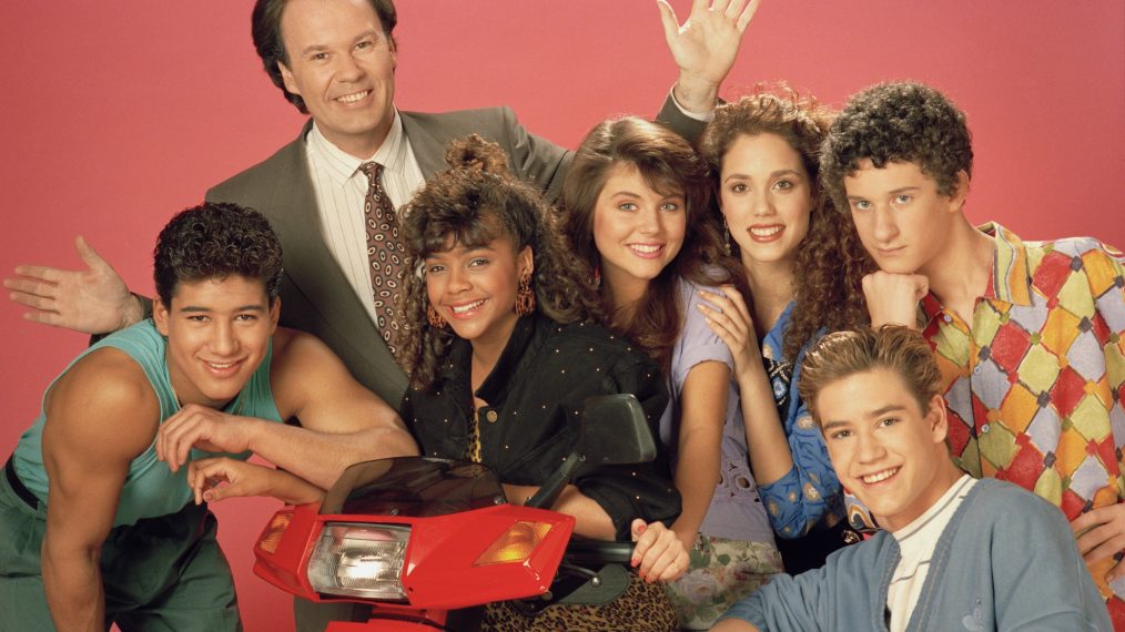 Saved By The Bell - Mario Lopez as Alabert Clifford 'A.C.' Slater, Dennis Haskins as Mr. Richard Belding, Lark Voorhies as Lisa Turtle, Tiffani Thiessen as Kelly Kapowski, Elizabeth Berkley as Jessie Spano, Mark-Paul Gosselaar as Zachary 'Zach' Morris, Dustin Diamond as Screech Powers