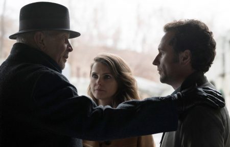 Frank Langella as Gabriel, Keri Russell as Elizabeth Jennings, Matthew Rhys as Philip Jennings in The Americans - 'Persona Non Grata' - Season 4, Episode 13