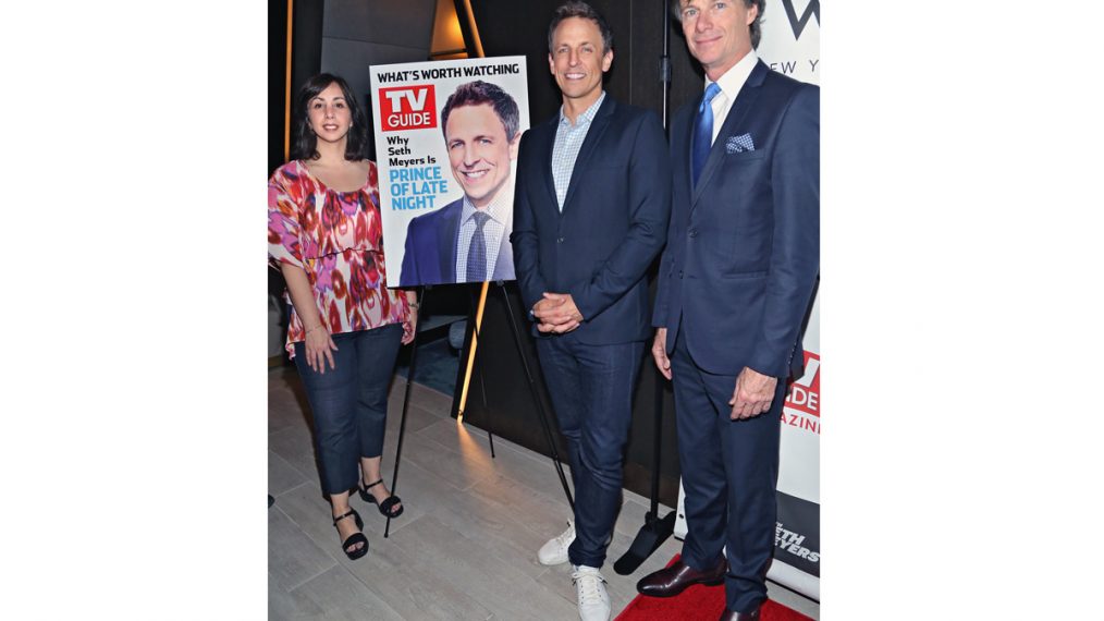 Nerina Rammairone, Seth Meyers and Paul Turcotte attend TV Guide Magazine Celebrates New Cover Star Seth Meyers