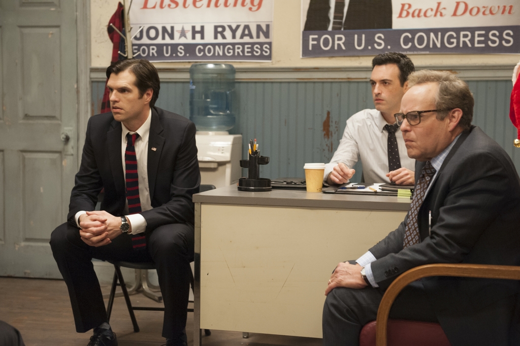 Tim Simons as Jonah, Reid Scott as Dan and Peter MacNichol as Jeff