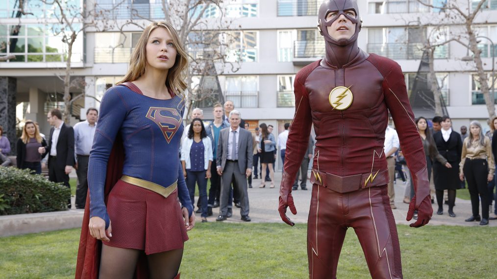 Supergirl -- "Worlds Finest" -- Image: SPG118_2740 -- Pictured (L-R): Melissa Benoist as Kara/Supergirl and Grant Gustin as Barry/The Flash -- Credit: Robert Voets/Warner Bros. Entertainment Inc. © 2016 WBEI. All rights reserved.