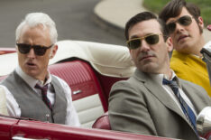 Roger Sterling (John Slattery), Don Draper (Jon Hamm), and Harry Crane (Rich Sommer) - Mad Men - Season 6, Episode 10 - 'A Tale of Two Cities'