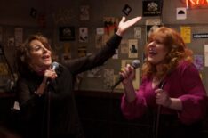 Andrea Martin as Marilyn Kessler and Julie Klausner as Julie Kessler singing karaoke in Difficult People