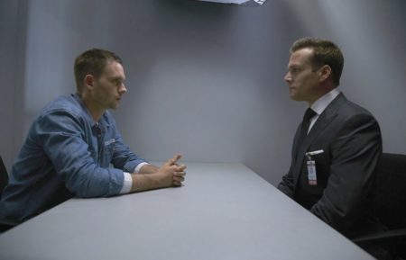 Patrick J. Adams as Michael Ross and Gabriel Macht as Harvey Specter in Suits