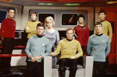 Star Trek cast - James Doohan, Walter Koenig, DeForest Kelley, Majel Barrett, William Shatner, Nichelle Nichols, Leonard Nimoy, George Takei