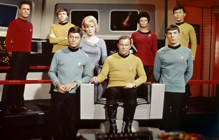 Star Trek cast - James Doohan, Walter Koenig, DeForest Kelley, Majel Barrett, William Shatner, Nichelle Nichols, Leonard Nimoy, George Takei