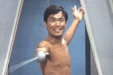 George Takei shirtless and fencing in Star Trek