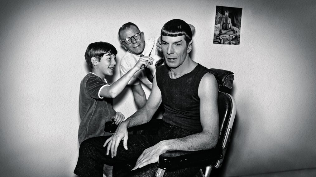 Leonard Nimoy with son Adam getting his iconic Spock haicut
