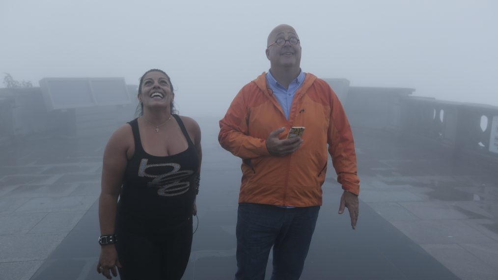 Andrew Zimmern visits the Christ the Redeemer statue in Rio.