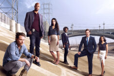 The cast of Lethal Weapon: Clayne Crawford, Damon Wayans Sr., Jordana Brewster, Johnathan Fernandez, Kevin Rahm and Keesha Sharp