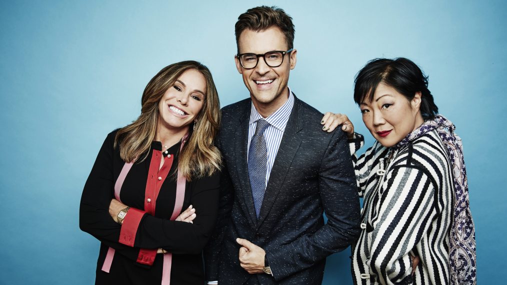 Melissa Rivers, Brad Goreski and Margaret Cho from E!'s 'Fashion Police' pose for at the 2016 Summer TCAs