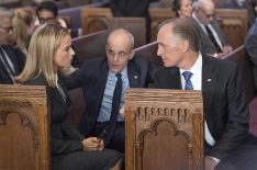 Madam Secretary - Téa Leoni as Elizabeth McCord, Zeljko Ivanek as Russell Jackson, and Keith Carradine as President Conrad Dalton