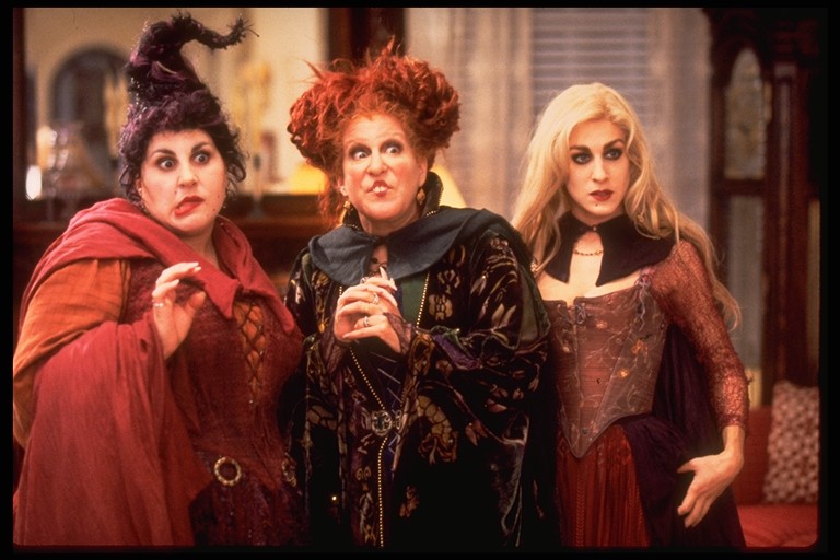 HOCUS POCUS - Freeform scares up some fun with its annual 13 NIGHTS OF HALLOWEEN celebration, featuring programming filled with thrills and chills as you countdown to Halloween. The popular programming event, now in its 18th year, kicks off on Wednesday, October 19 and concludes on Monday, October 31. (Buena Vista Pictures/Andrew Cooper) KATHY NAJIMY, BETTE MIDLER, SARAH JESSICA PARKER